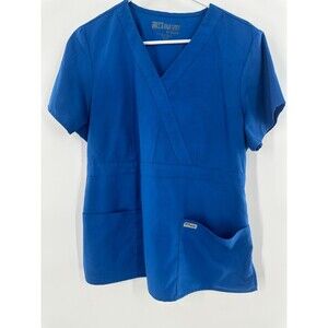 Greys Anatomy Women's Scrub Top Size Medium Royal Blue Medical Nursing